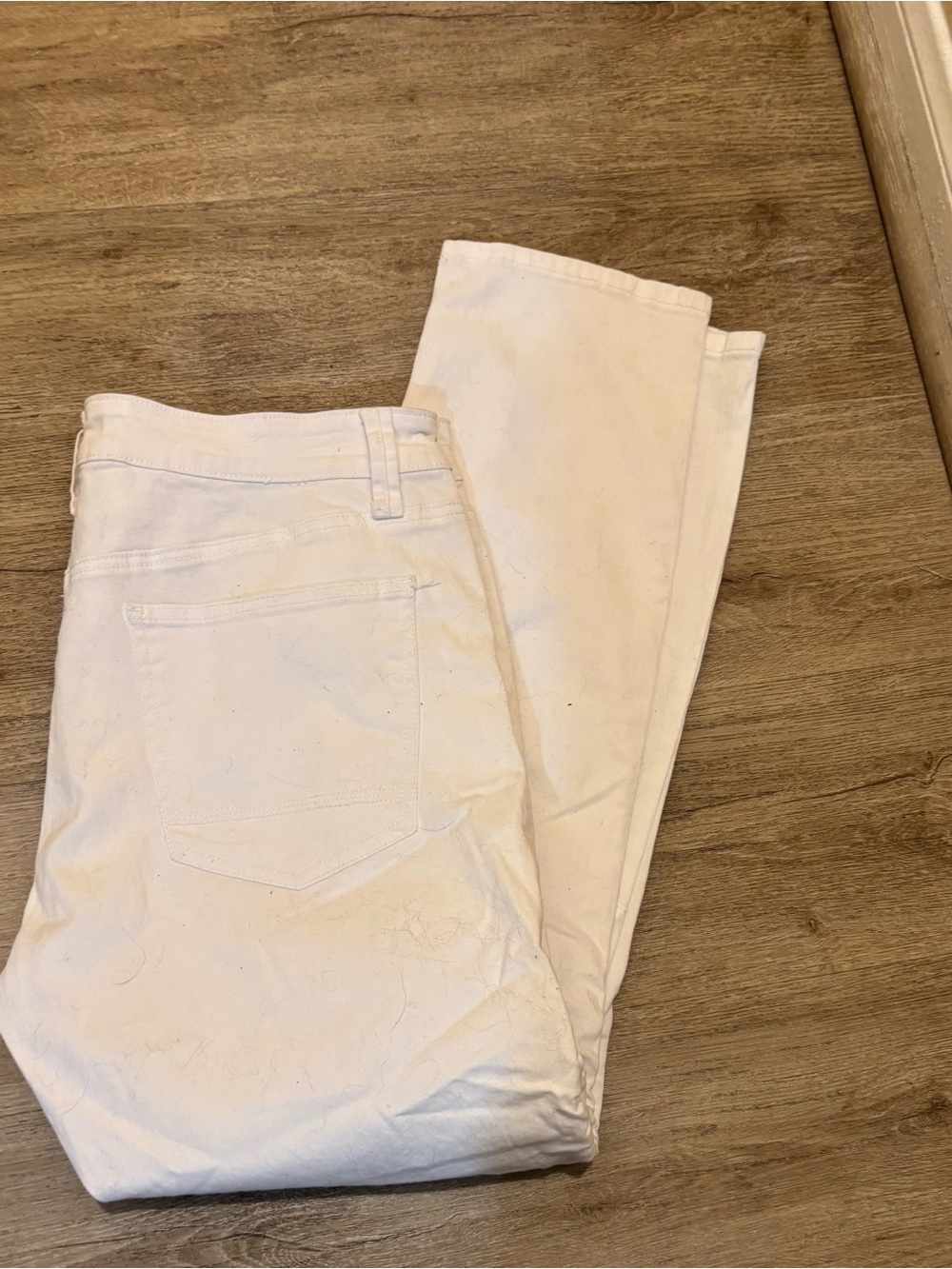 Smoke & Ash White Straight-Leg ribbed knees Pants 36 x 32